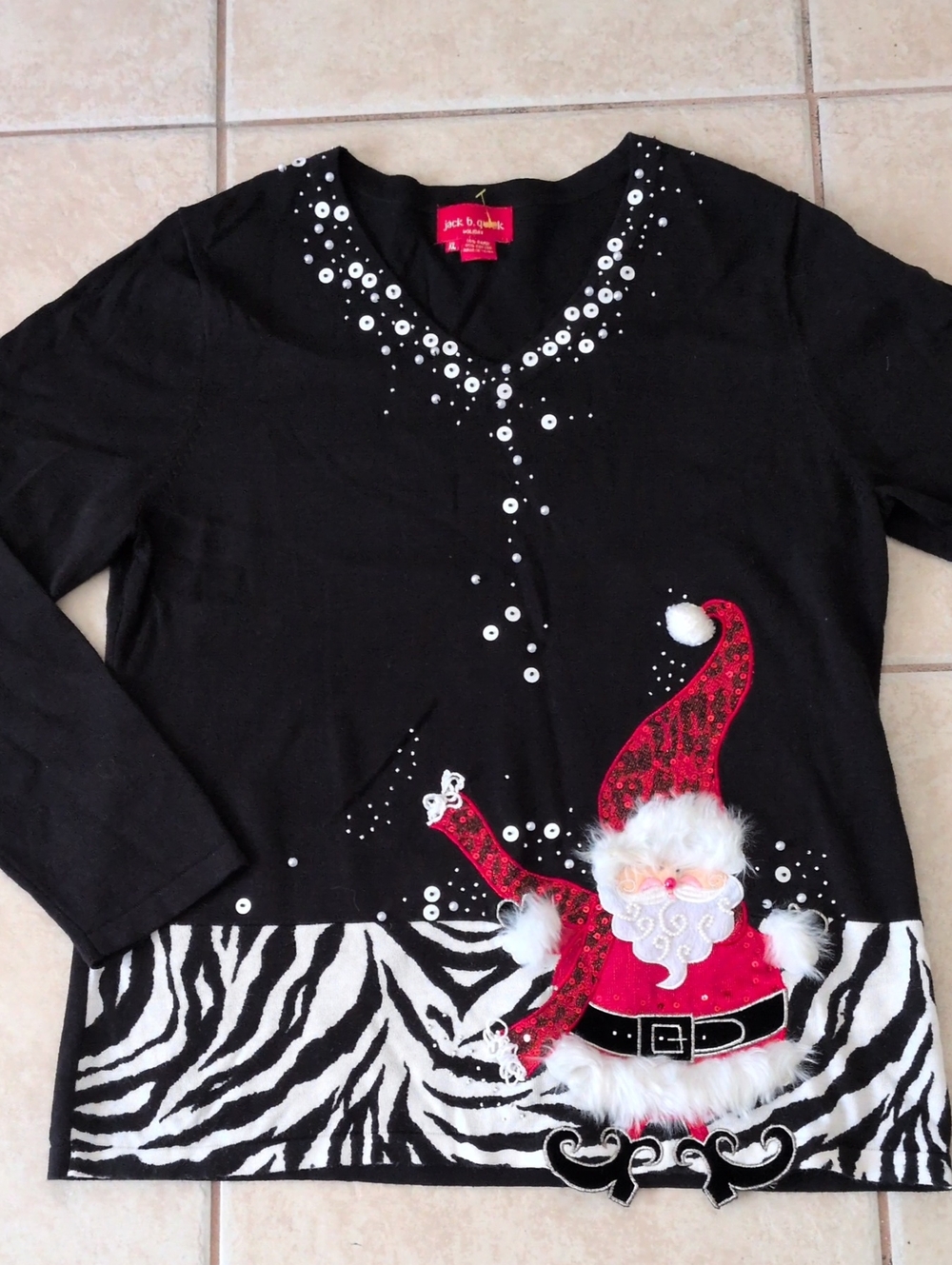 Vintage Jack B Quick Christmas  Sweater Sequin Beads Jeweled Size XL